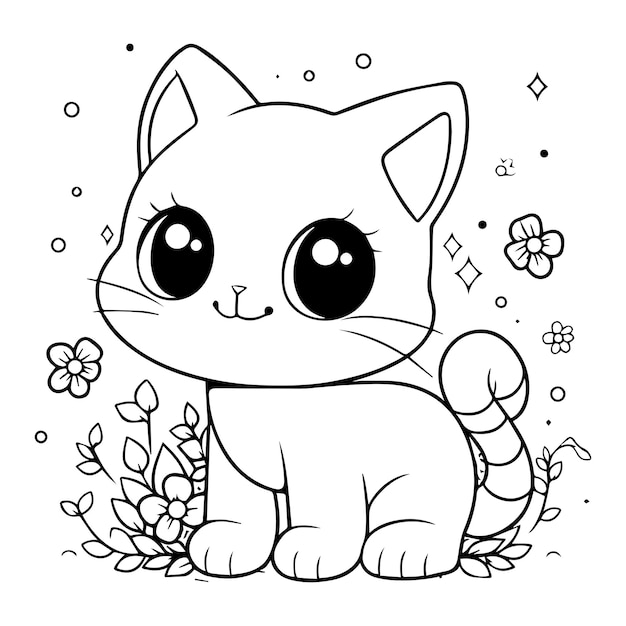 Vector lindo gato para colorear pagina 11