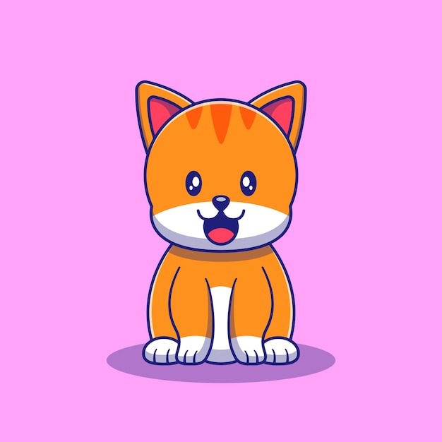 Lindo gato comiendo ilustración de pescado. Gato mascota personajes de dibujos animados animales icono concepto aislado.