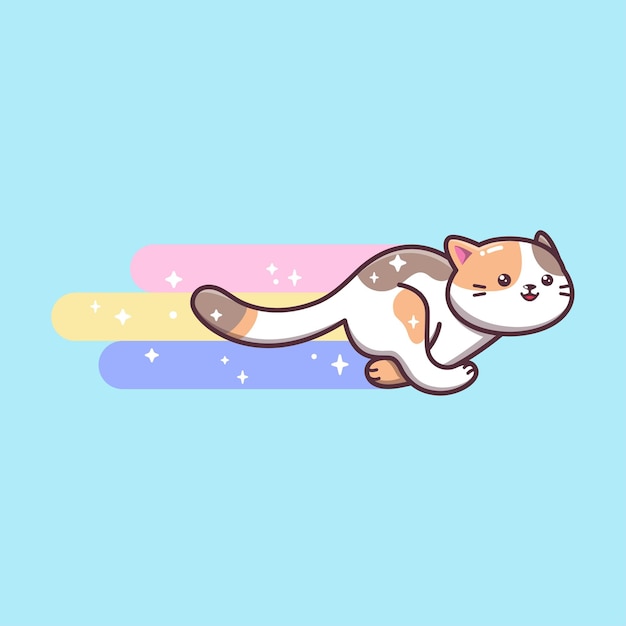 Vector lindo gato corriendo con sonrisa