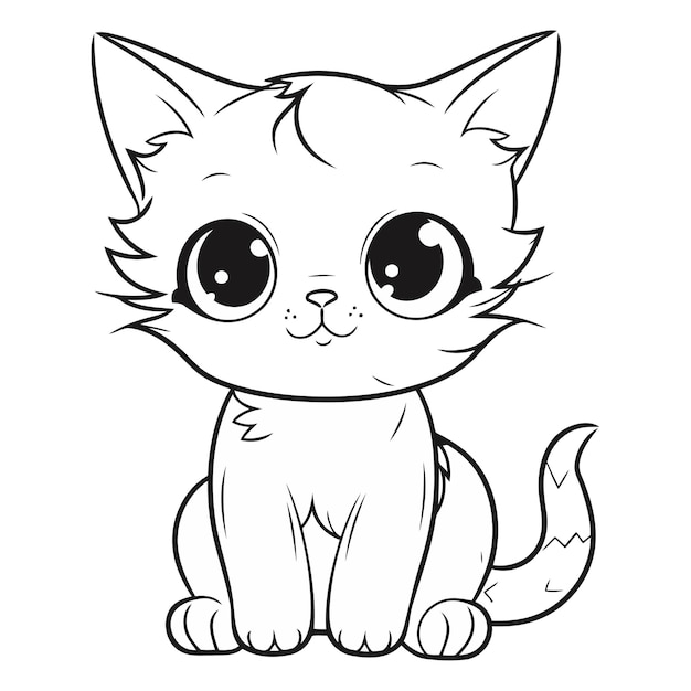 Un lindo gato de dibujos animados en un fondo blanco