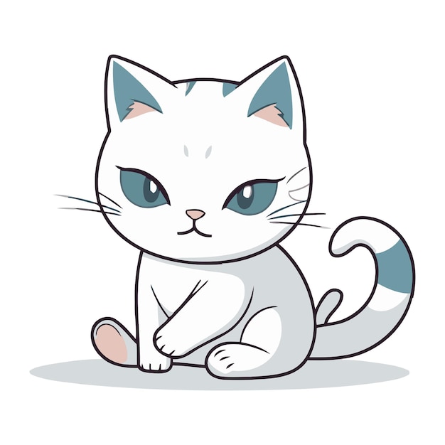 Lindo gato de dibujos animados Ilustración vectorial aislada en un fondo blanco