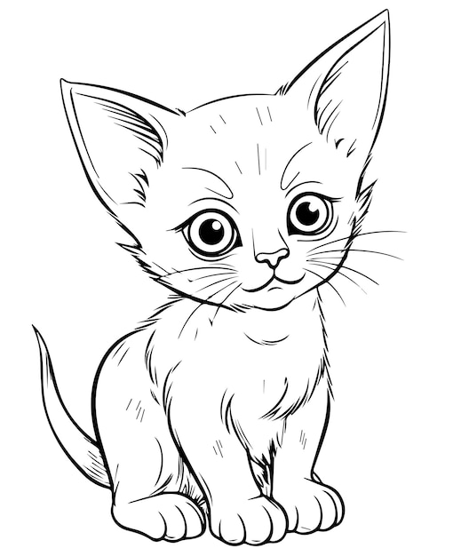 Lindo gato de dibujos animados vector ilustración gato página para colorear para niños diseño de mascota de gato logotipo de gato