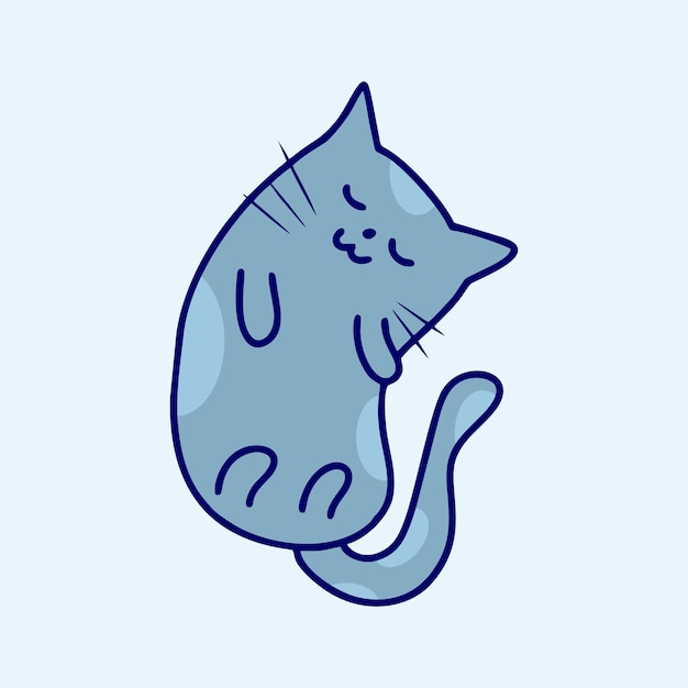 Lindo gato dormido dibujado por vectores Ilustración de adhesivo de gato Diseño gráfico vectorial