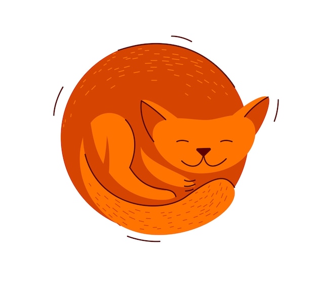 Lindo gato durmiendo ilustración vectorial, dibujos animados de mascotas domésticas.