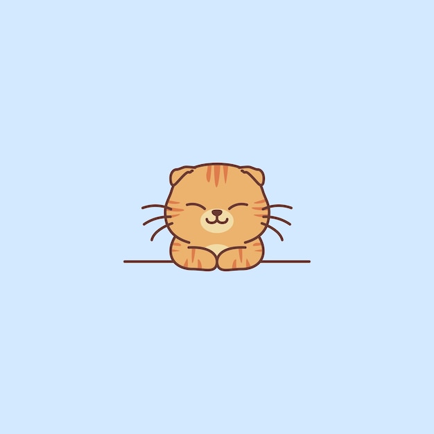 Lindo gato escocés plegado de color naranja sonriente ilustración vectorial de dibujos animados