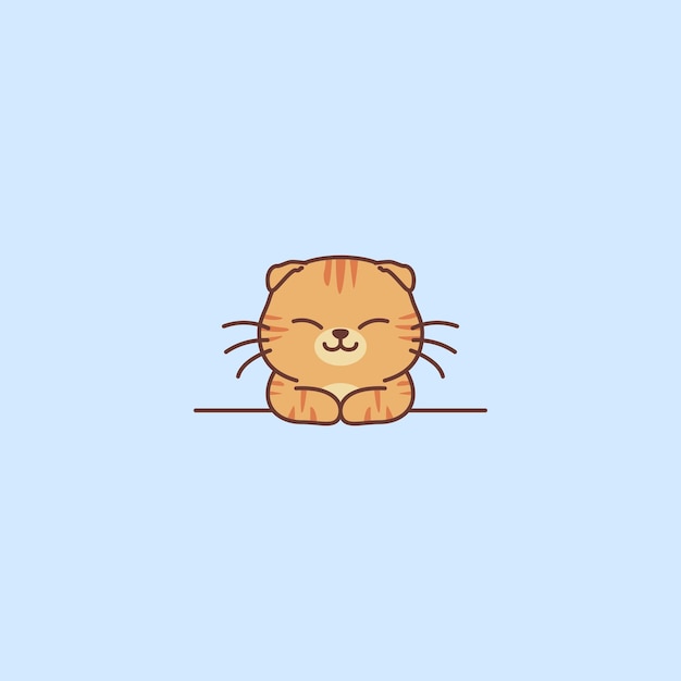 Lindo gato escocés plegado de color naranja sonriente ilustración vectorial de dibujos animados