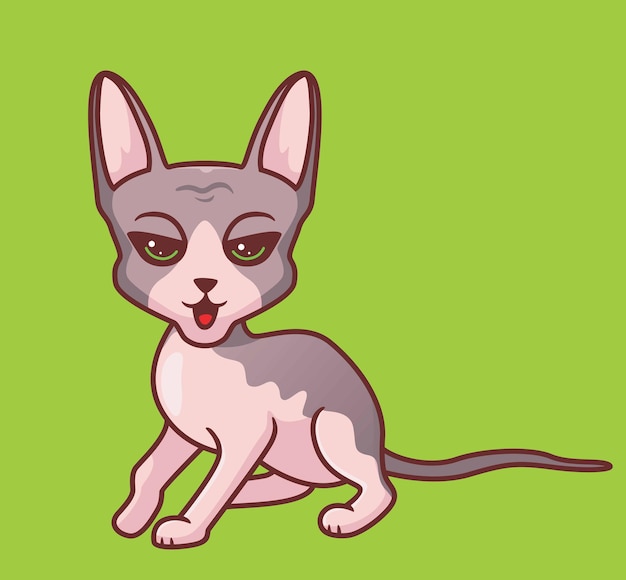 Lindo gato esfinge pose aislado dibujos animados animal ilustración Flat Style Sticker Icon Design Premium