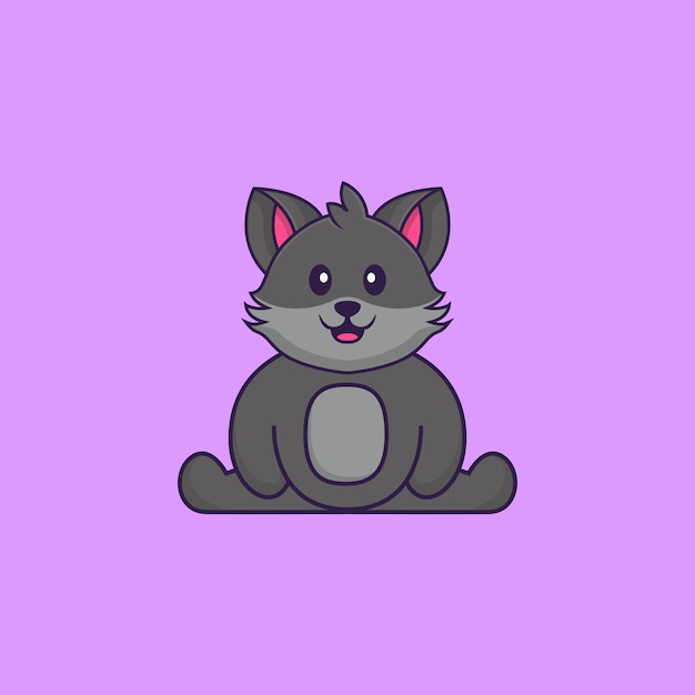 Lindo gato está sentado. Concepto de dibujos animados de animales aislado.