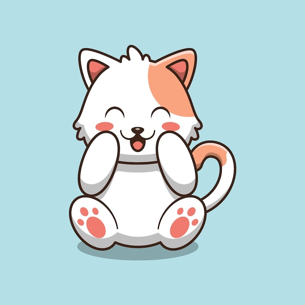 Lindo gato está sentado ilustración de dibujos animados