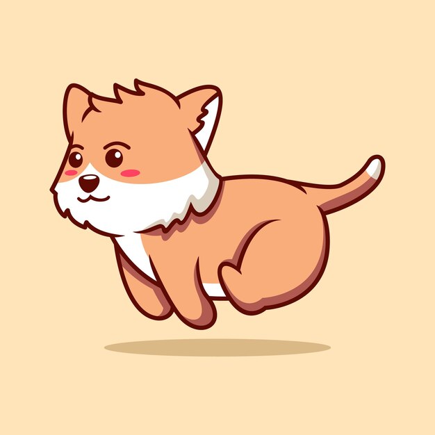 lindo, gato, funcionamiento, caricatura, icono, ilustración