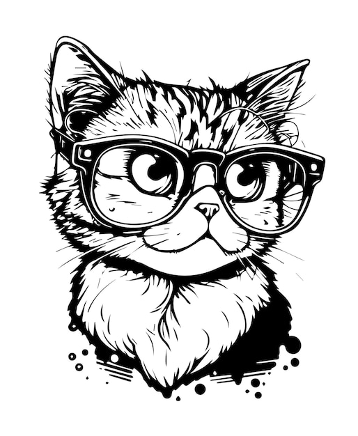 lindo gato con gafas vector