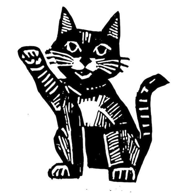 Lindo gato gordo dibujado a mano dibujos animados pegatina icono concepto aislado ilustración