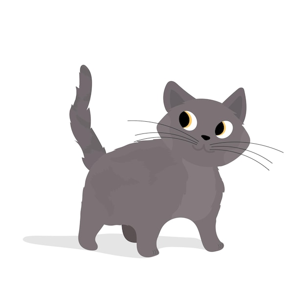 Vector lindo gato gris. adecuado para pegatinas y postales. aislado. vector.