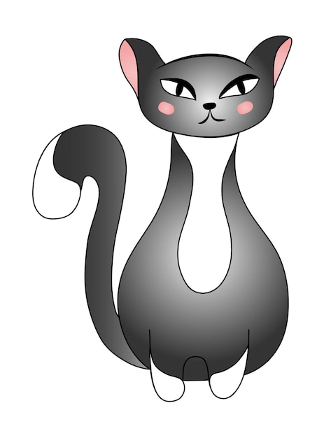 Un lindo gato gris aislado sobre un fondo blanco Ilustración vectorial para niños