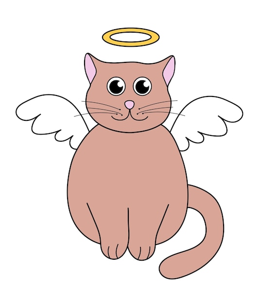 El lindo gato de Halloween disfrazado de Ángel personaje de vacaciones Vector Flat Ilustración