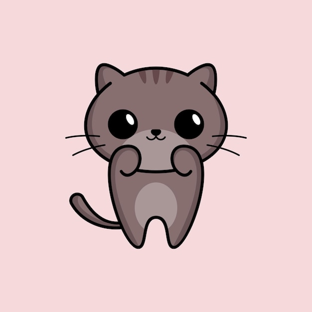 Lindo gato ilustración kawaii dibujos animados logo