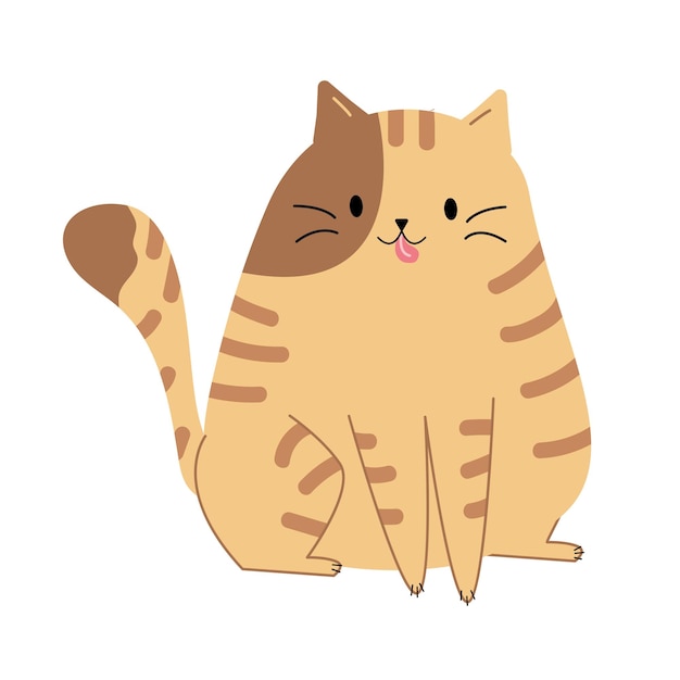 Lindo gato jengibre en una pose sentada Ilustración vectorial de un gato rayado divertido Gatito dibujado a mano