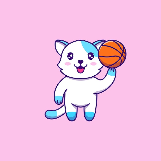 Lindo gato jugando baloncesto