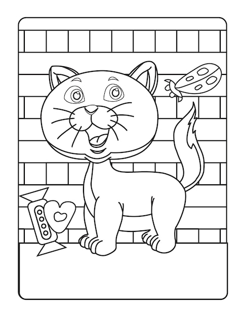 Lindo gato línea arte para colorear página para niños contorno animal libro para colorear dibujos animados vector ilustración