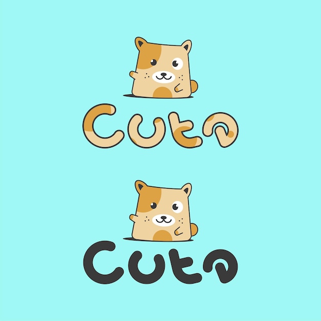 Lindo gato logo dibujos animados ola mano