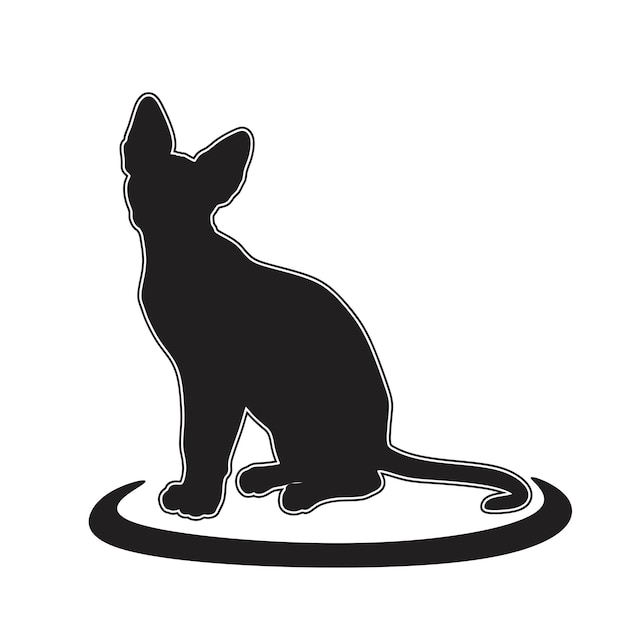 lindo gato logo silueta hecha a mano