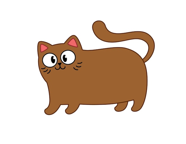 Vector lindo gato marrón esponjoso ilustración vectorial aislar