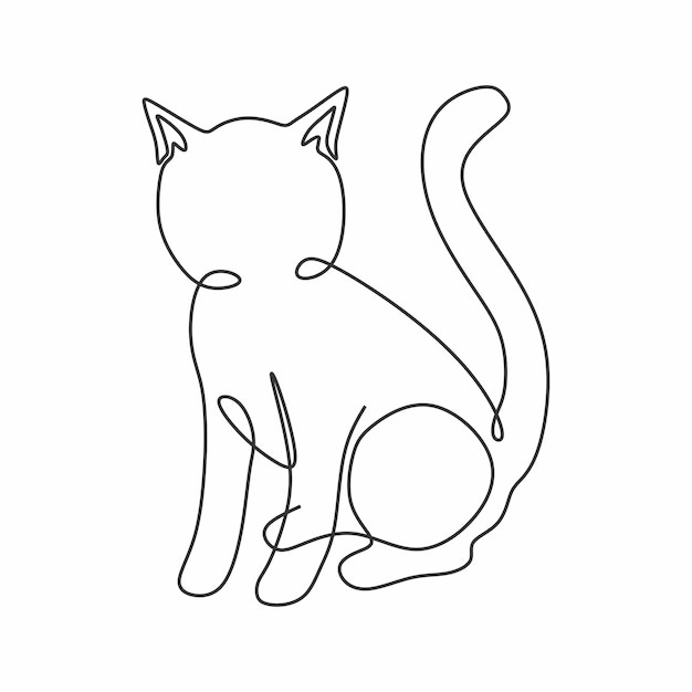 lindo gato mascota dibujo continuo arte de una sola línea