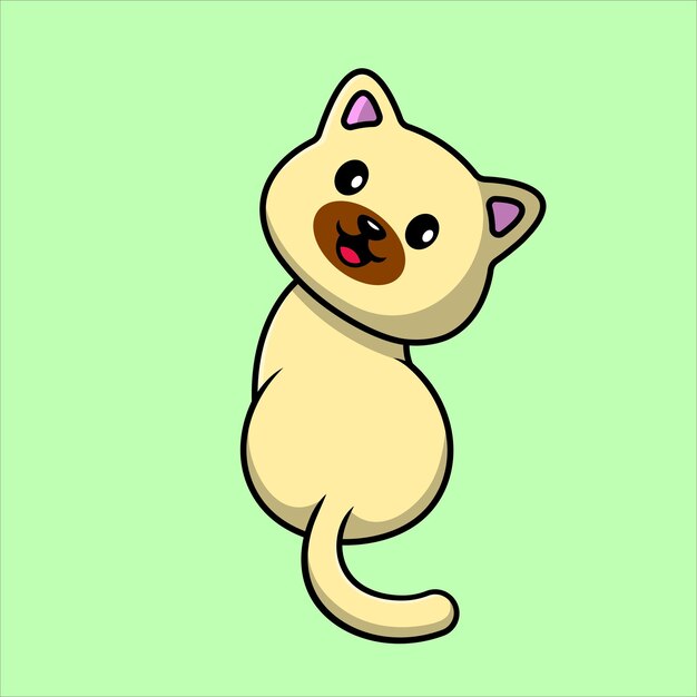 Lindo Gato Mirando Hacia Atrás Dibujos Animados Vector Icono Ilustración