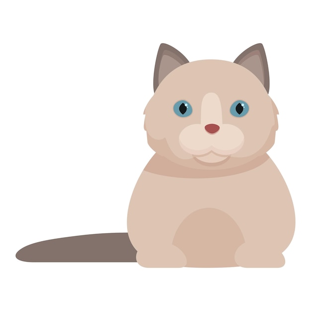 El lindo gato muñeco de trapo sentado y mirando hacia adelante ilustración