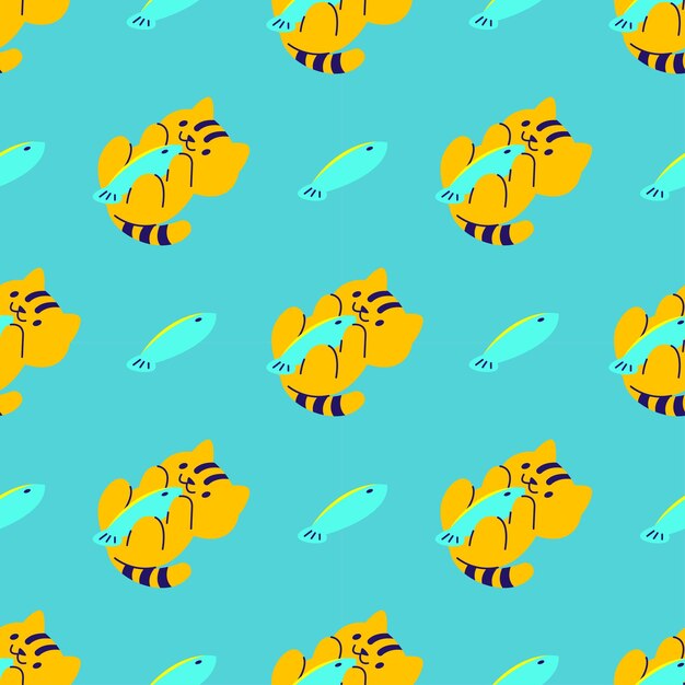Un lindo gato naranja con un diseño de pez