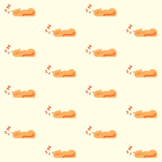 Lindo gato naranja durmiendo Vector de patrones sin fisuras
