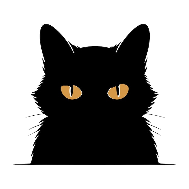 El lindo gato negro mirando por encima de una línea
