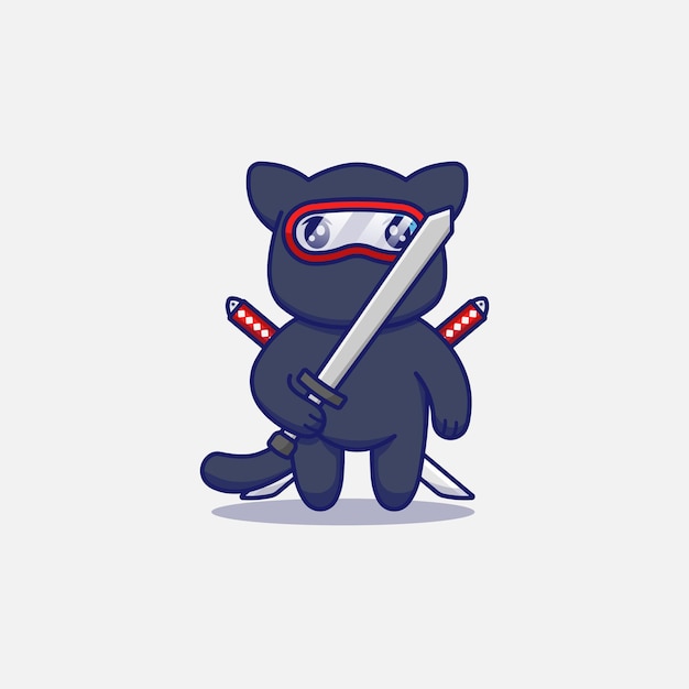 Lindo gato ninja con una espada