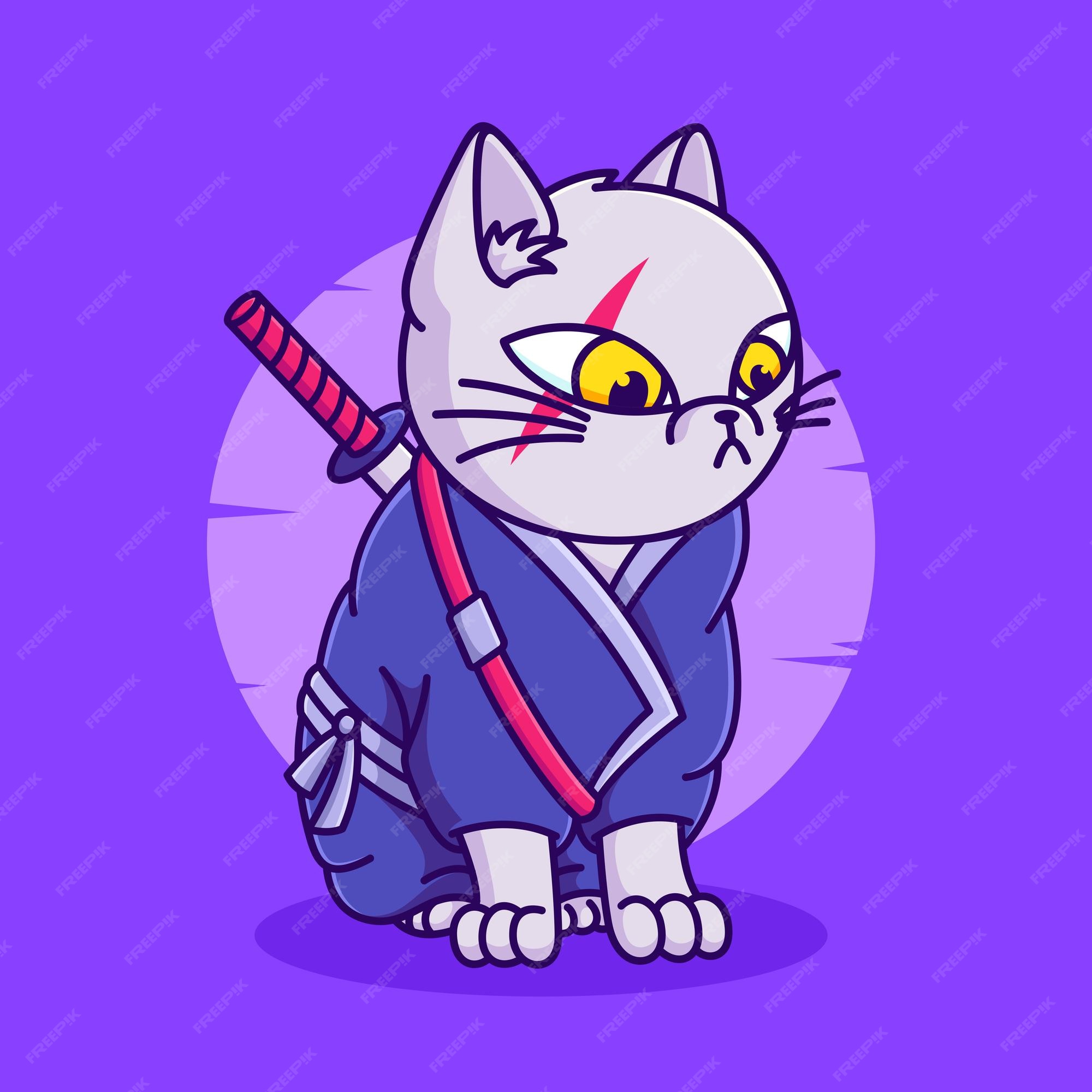 Ninja gato atacando Sprite imagem vetorial de gagu© 58267461