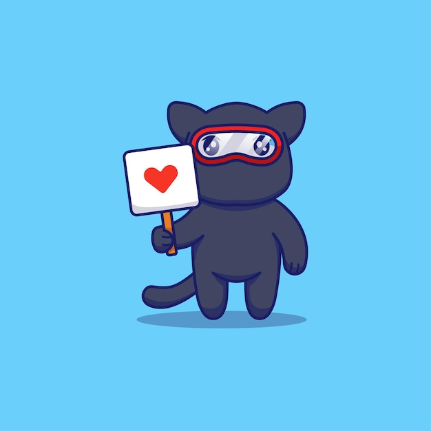 Lindo gato ninja mostrando signo de amor