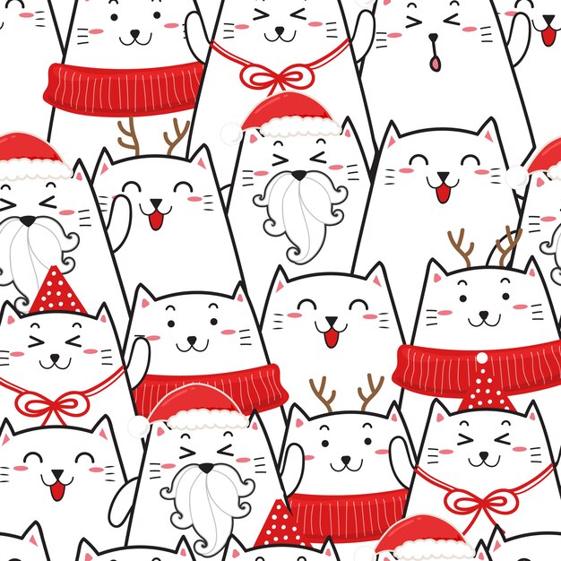 Lindo gato de patrones sin fisuras para navidad.