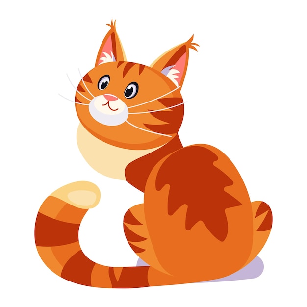 Vector el lindo gato rojo tabby de dibujos animados. ilustración de diseño plano.