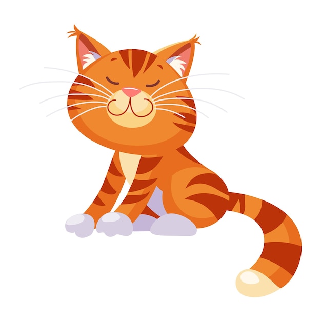Vector el lindo gato rojo tabby de dibujos animados. ilustración de diseño plano.