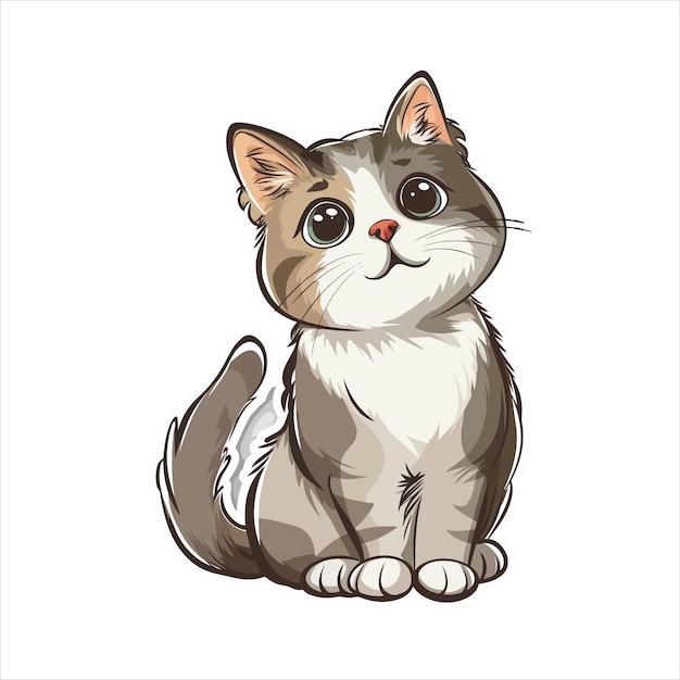 Un lindo gato Sticker arte vectorial ilustraciones plantilla de pegatina de personaje de dibujos animados de gato