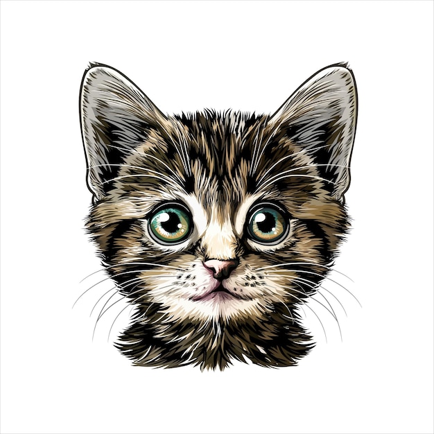 Un lindo gato Sticker arte vectorial ilustraciones plantilla de pegatina de personaje de dibujos animados de gato
