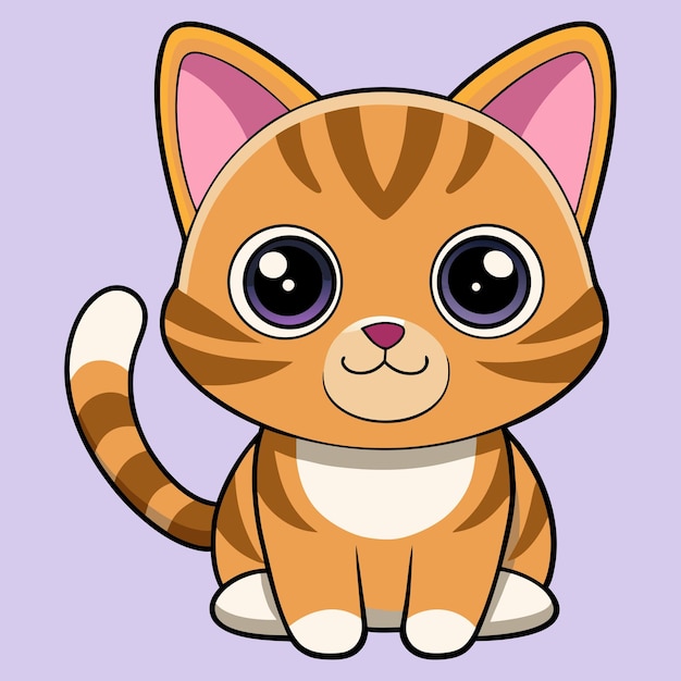 El lindo gato tabby naranja de dibujos animados con los ojos grandes