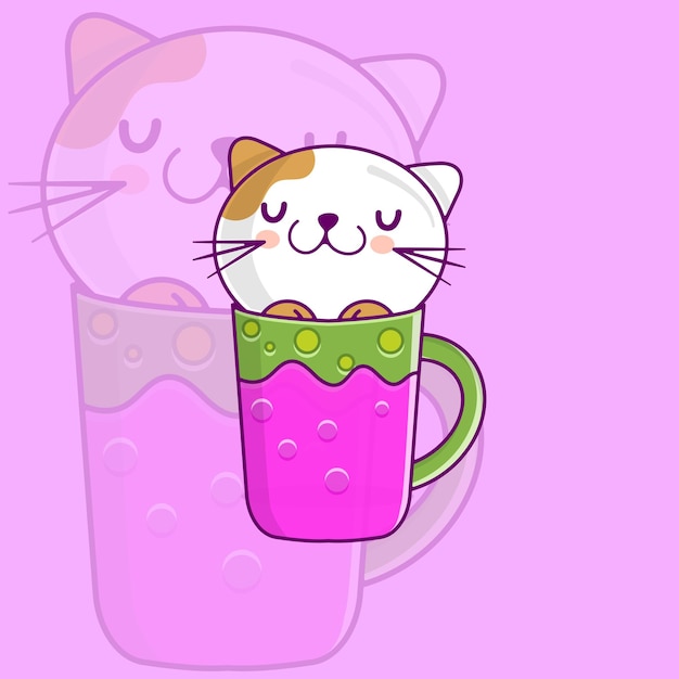 Lindo gato en taza