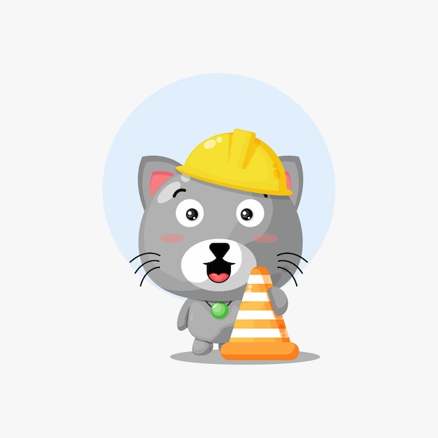 Lindo gato trabajando en construcción