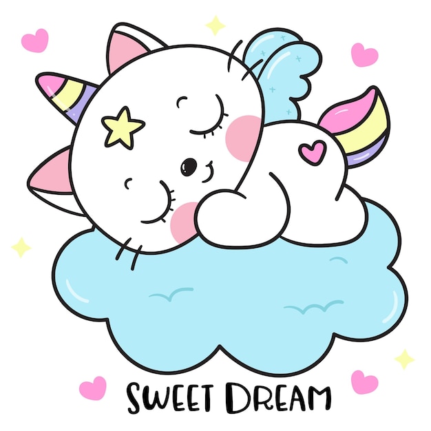 El lindo gato unicornio durmiendo el dulce sueño historia para dormir dormir en las nubes