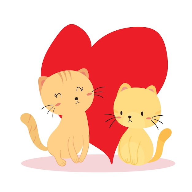 Lindo gato en vector de amor