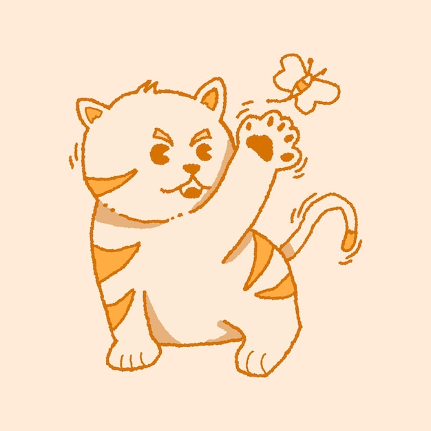 lindo gato vector diseño crayón estilo