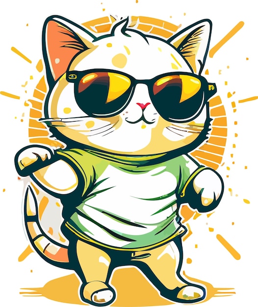 Lindo gato vector con gafas de sol