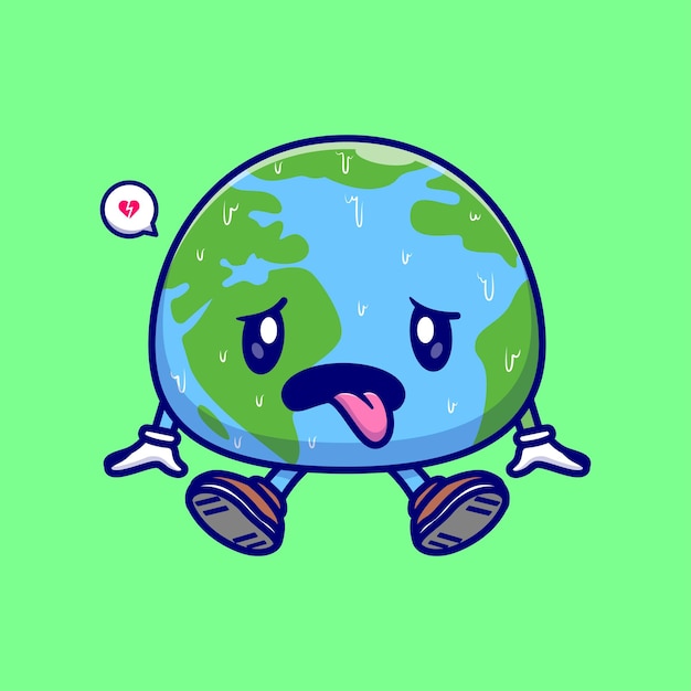 Lindo globo terráqueo sofocante caliente dibujos animados Vector icono ilustración ciencia naturaleza icono aislado plano