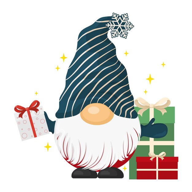 El lindo gnomo navideño con regalos