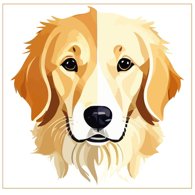 Lindo Golden Retriever de raza de perro Vector Ilustración con fondo blanco